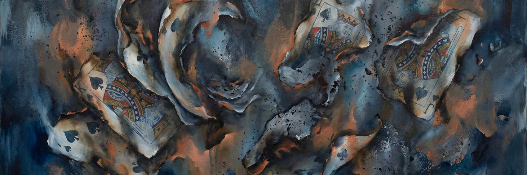 a burning house of cards